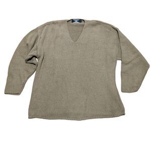 525 Made in America Men's Tan V-Neck Cable-Knit Long-Sleeve Sweater Size L
